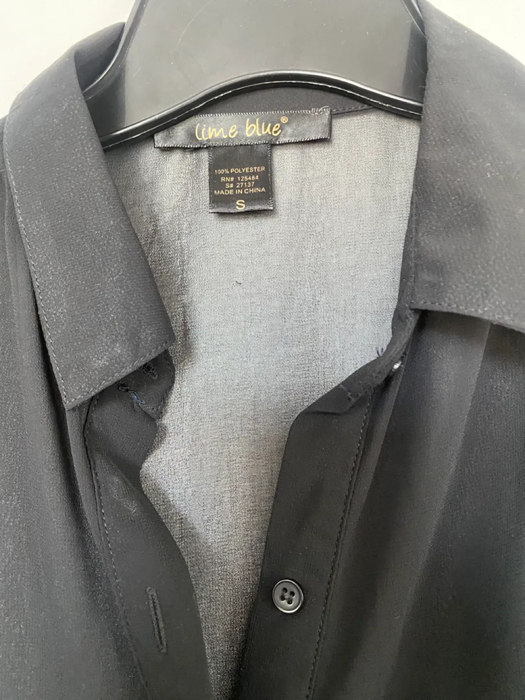 Black Sheer Button-Down Blouse, Size Small image indicator(2)