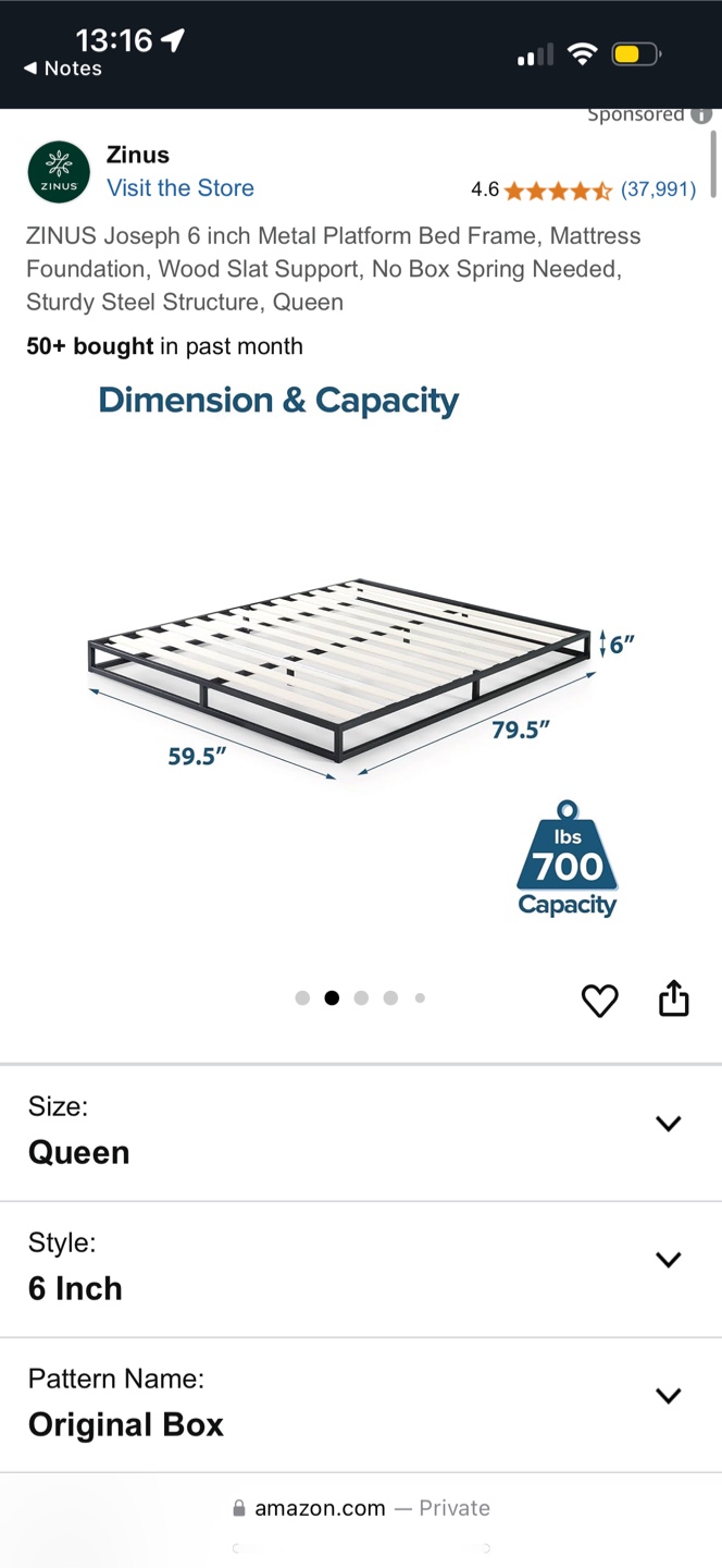 Queen Metal Platform Bed Frame