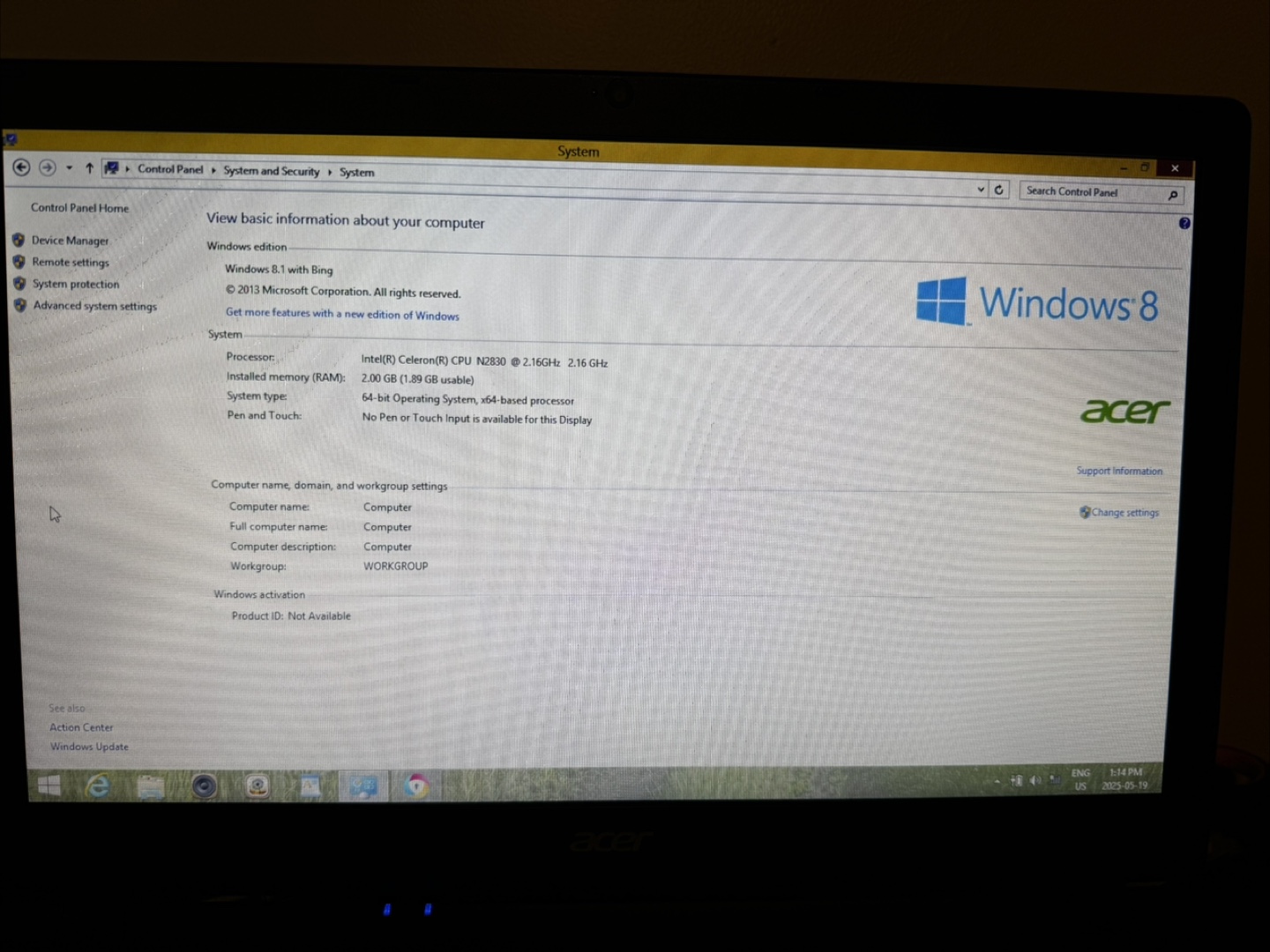 Acer Aspire E 15 Laptop - Windows 8.1 - 2GB RAM - 320GB HDD - photo 2