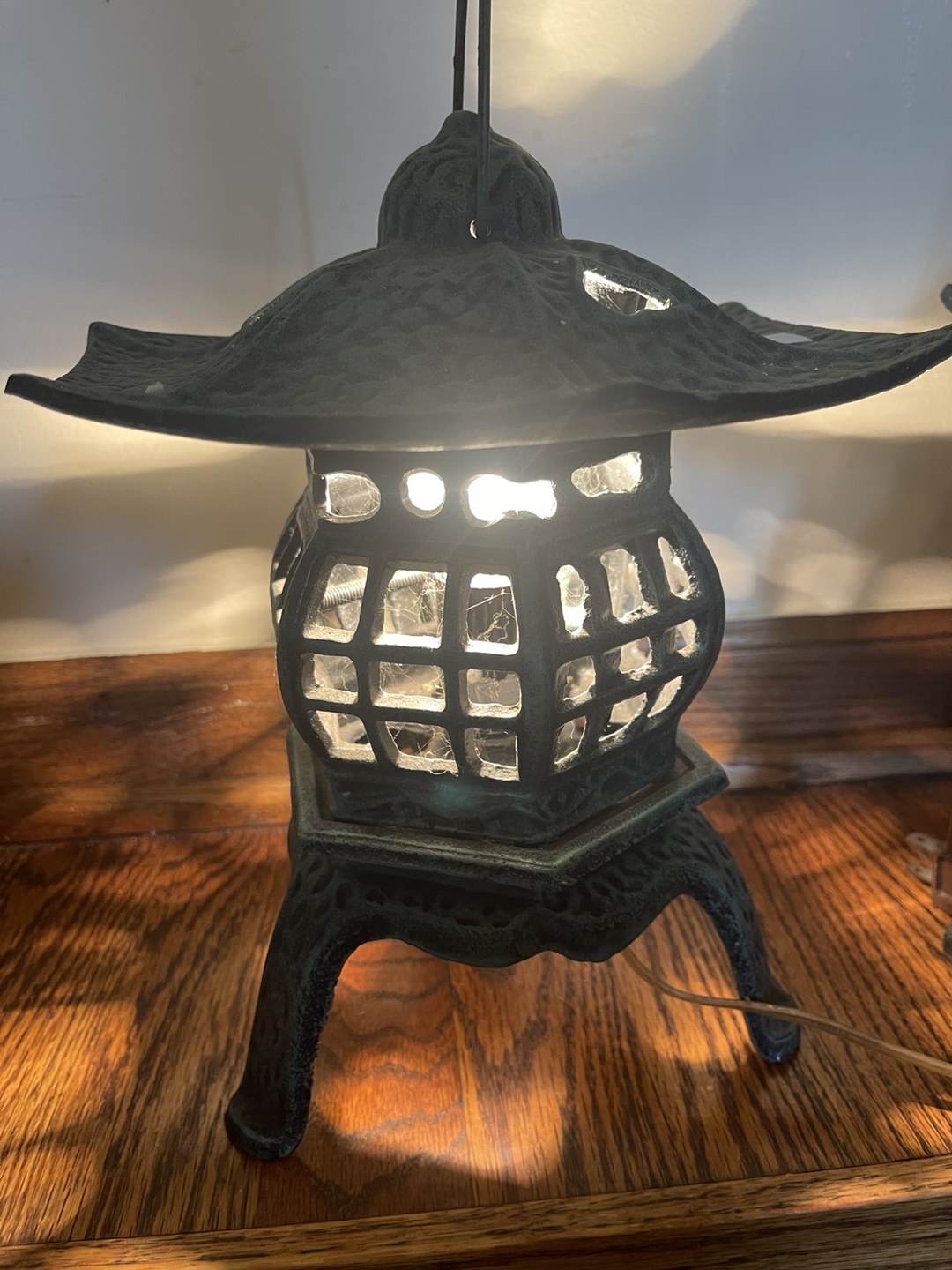 Vintage Asian Style Metal Lantern Lamp - photo 3