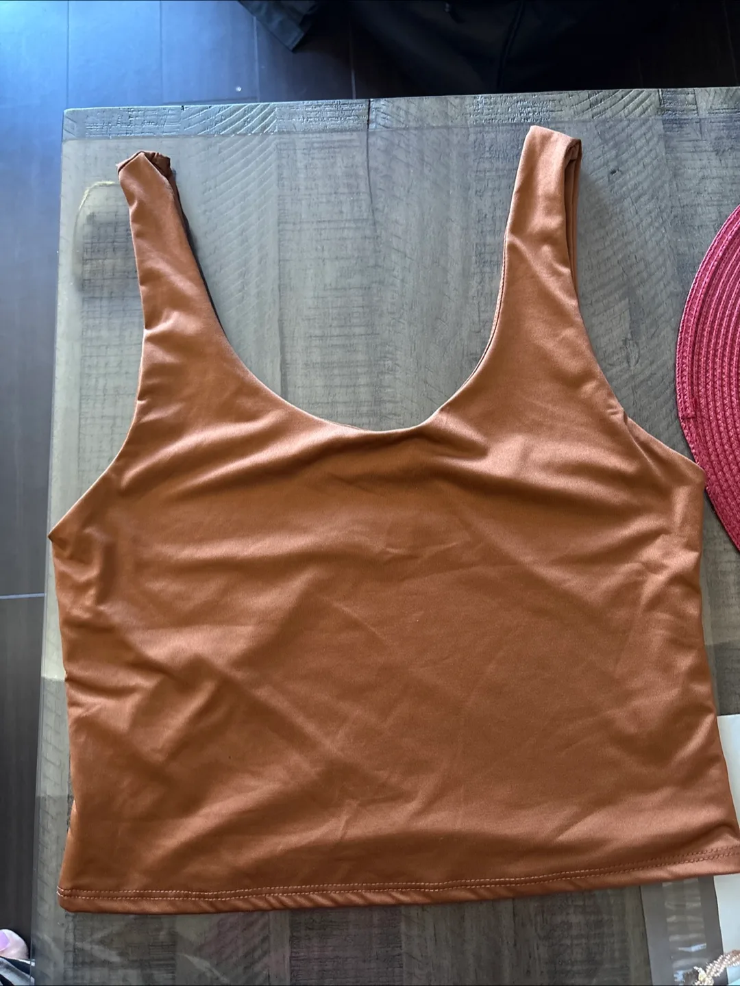 Live in the Moment Brown Tank Top - Size Large thumbnail