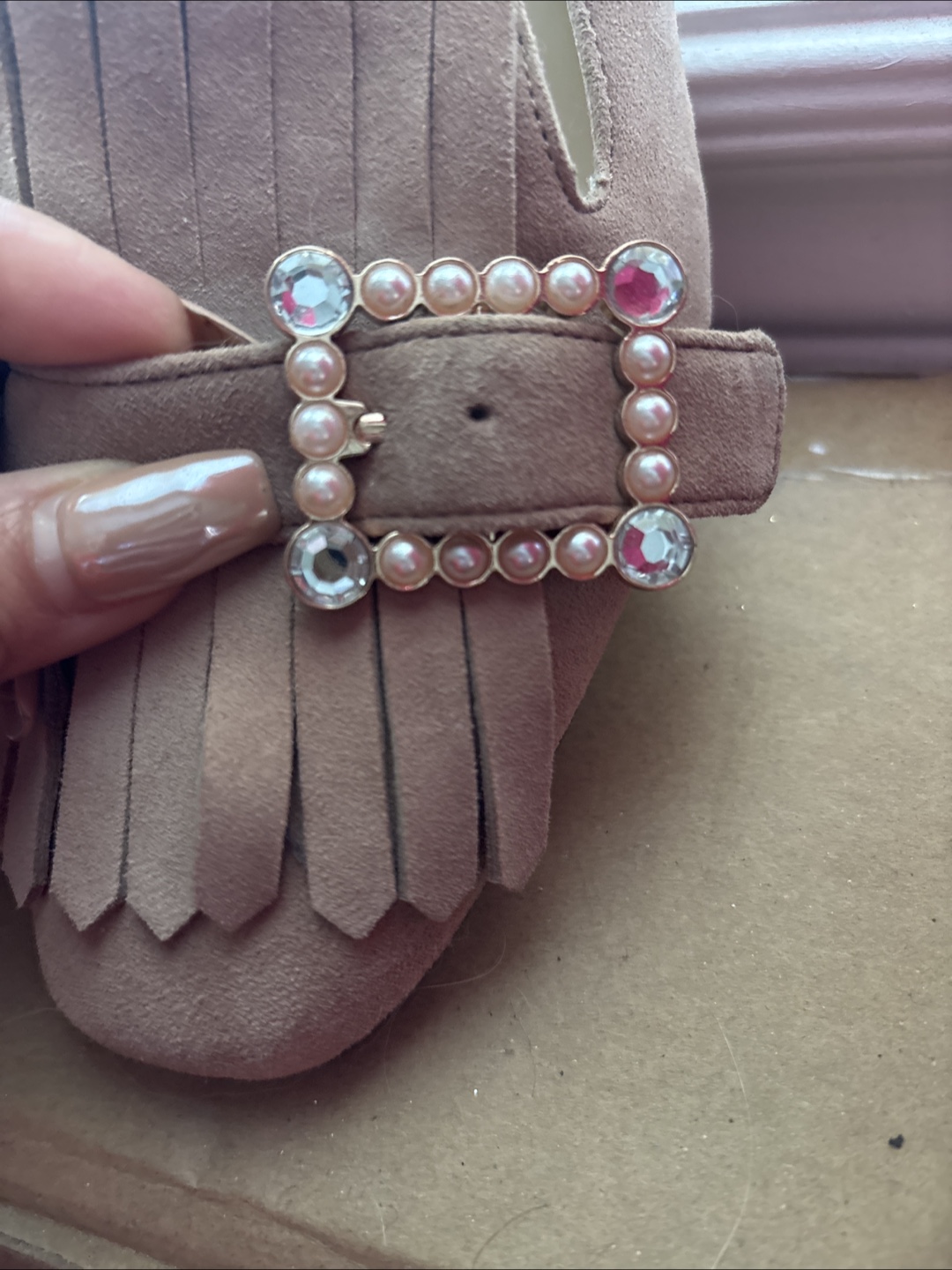 Nine West Blush Pink Suede Fringe Loafers - photo 4
