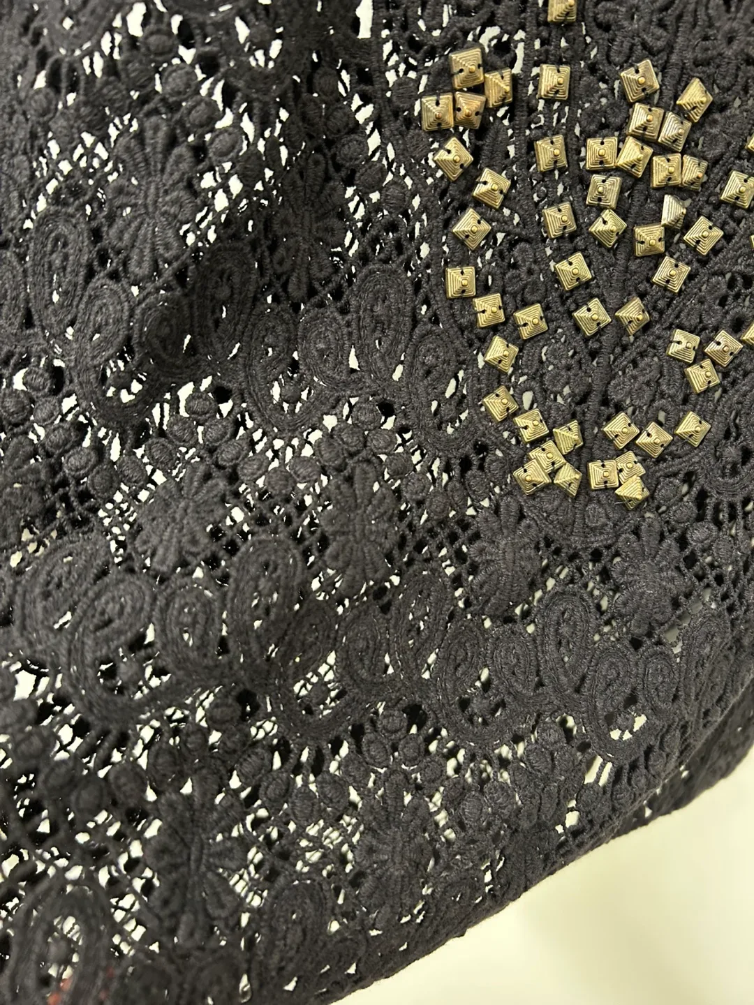 Ecote Black Lace Tank Top with Gold Studs - Size XS image indicator(4)