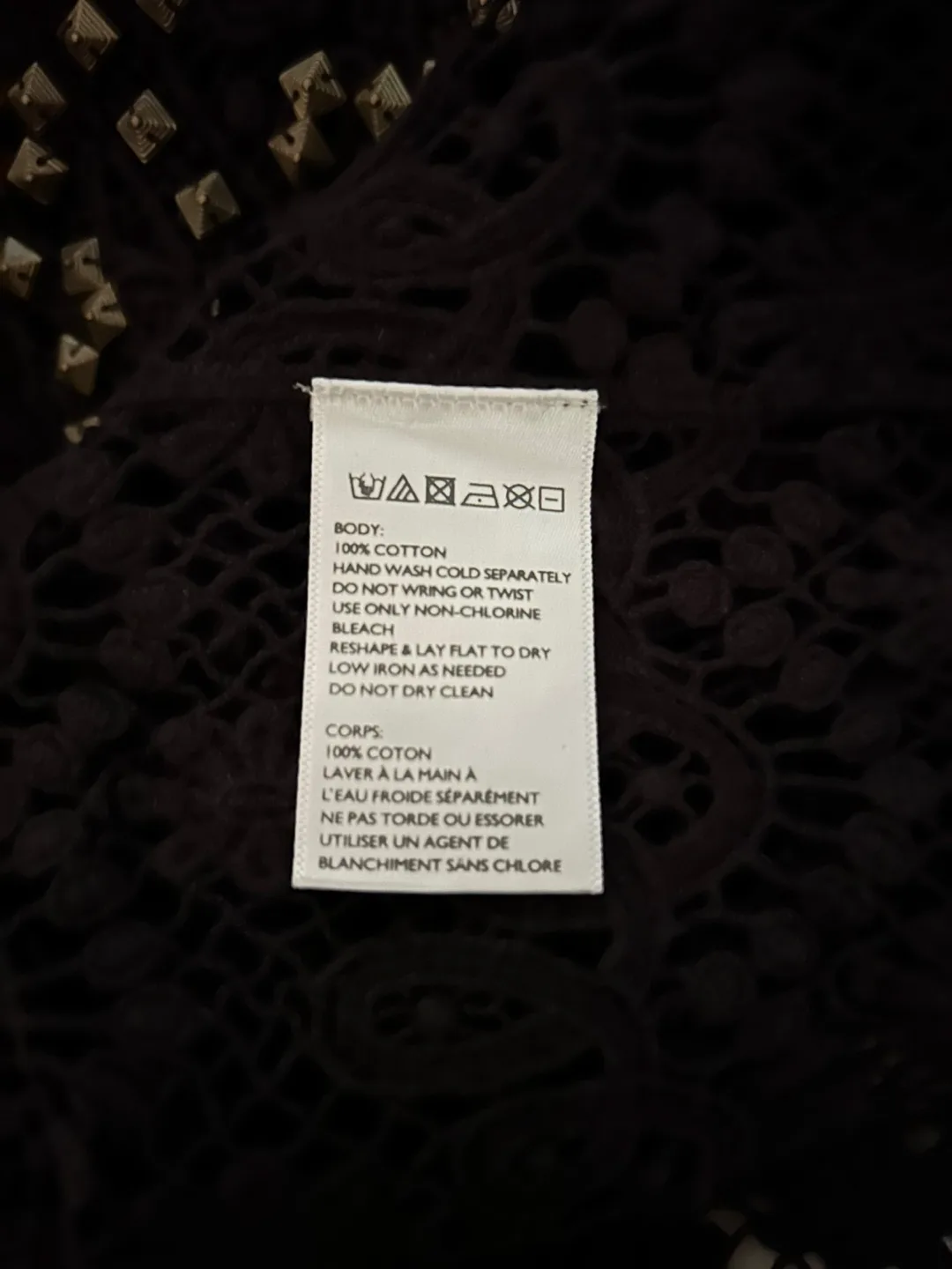 Ecote Black Lace Tank Top with Gold Studs - Size XS image indicator(5)