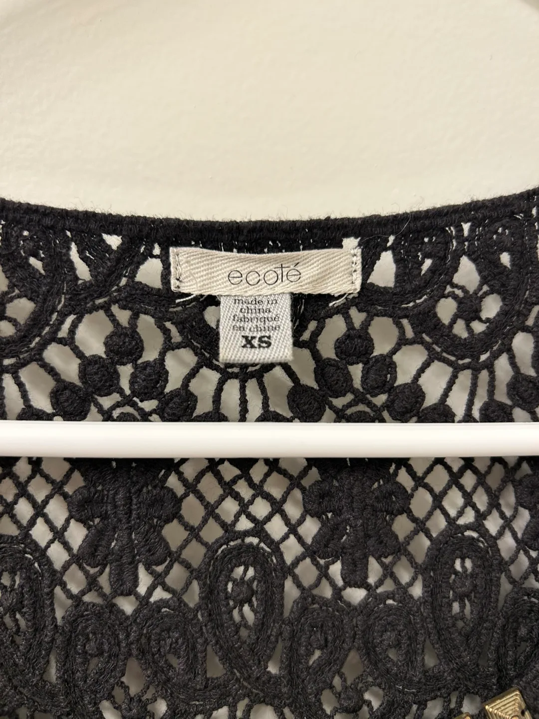 Ecote Black Lace Tank Top with Gold Studs - Size XS image indicator(3)