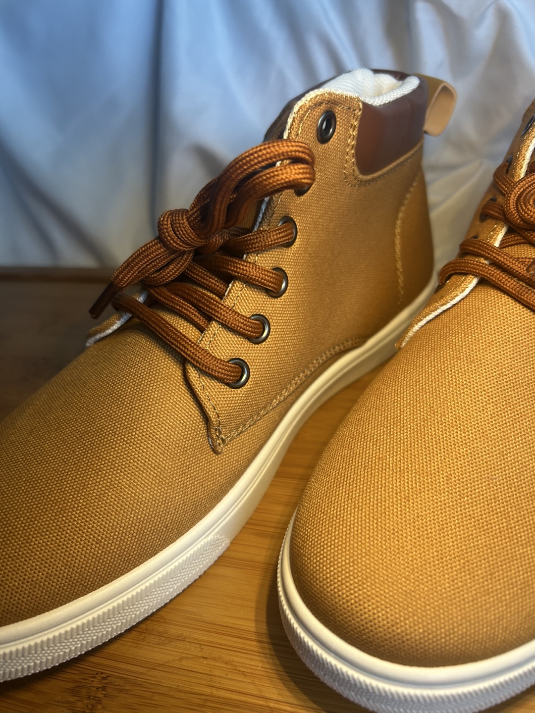 Tan Canvas Lace-Up Boots