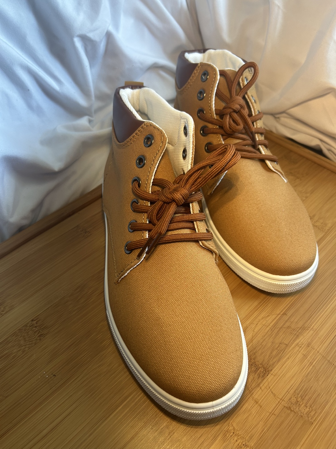 Tan Canvas Lace-Up Boots - photo 2
