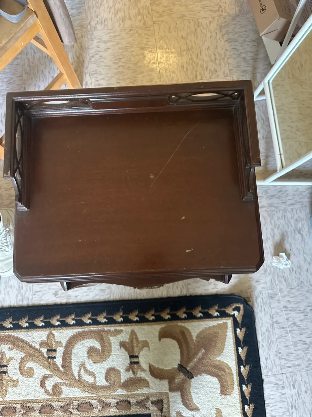 Vintage Wooden End Table with Drawer image indicator(2)