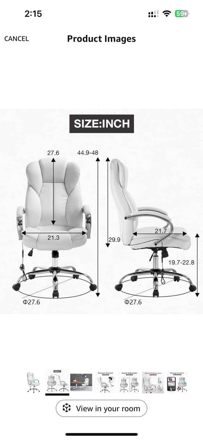 White Office Chair with Massage feature – Great Condition - photo 5