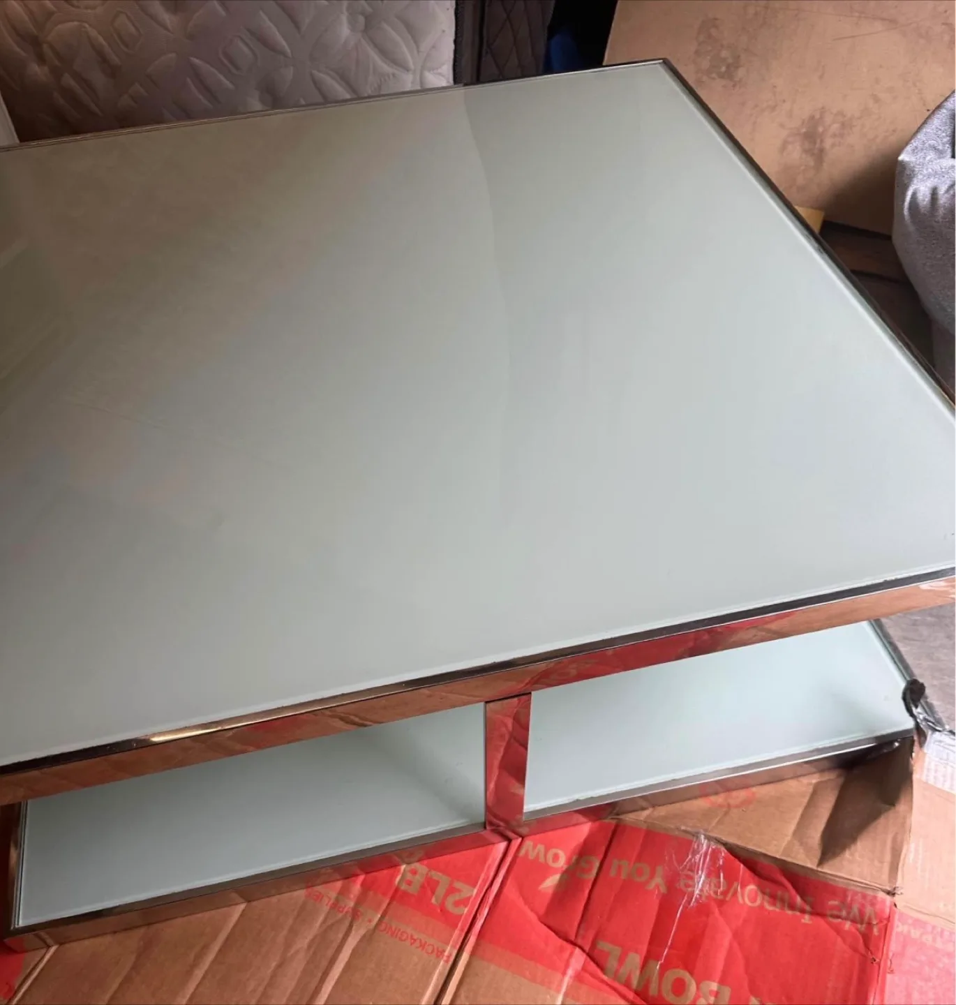 Modern Glass Coffee Table with Chrome Frame image indicator(2)