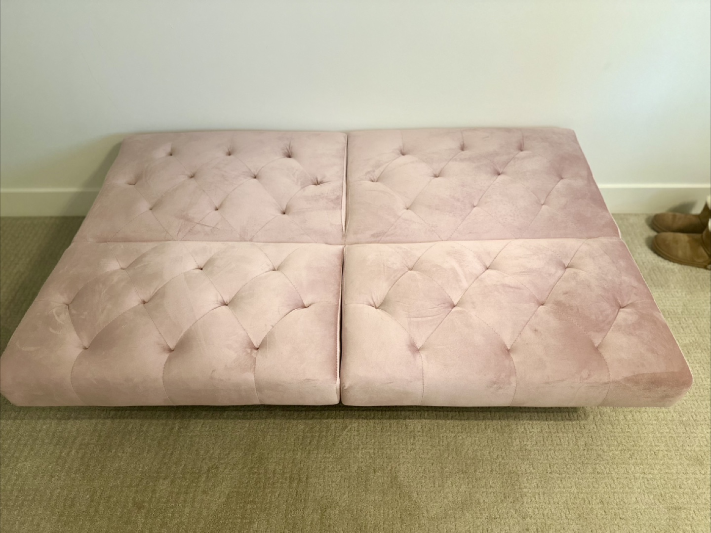 Pink Velvet Futon Sofa Bed - photo 4