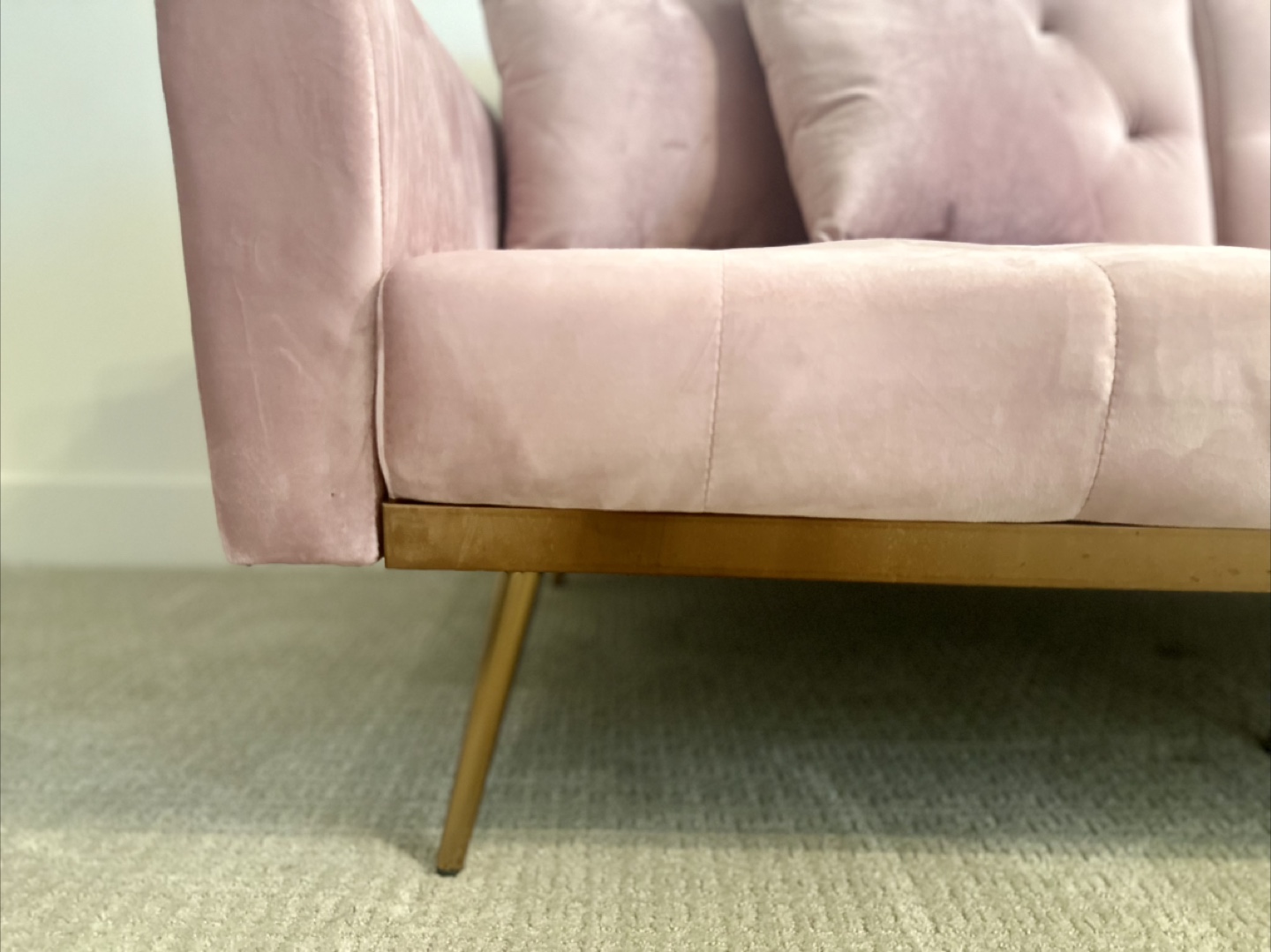 Pink Velvet Futon Sofa Bed - photo 5