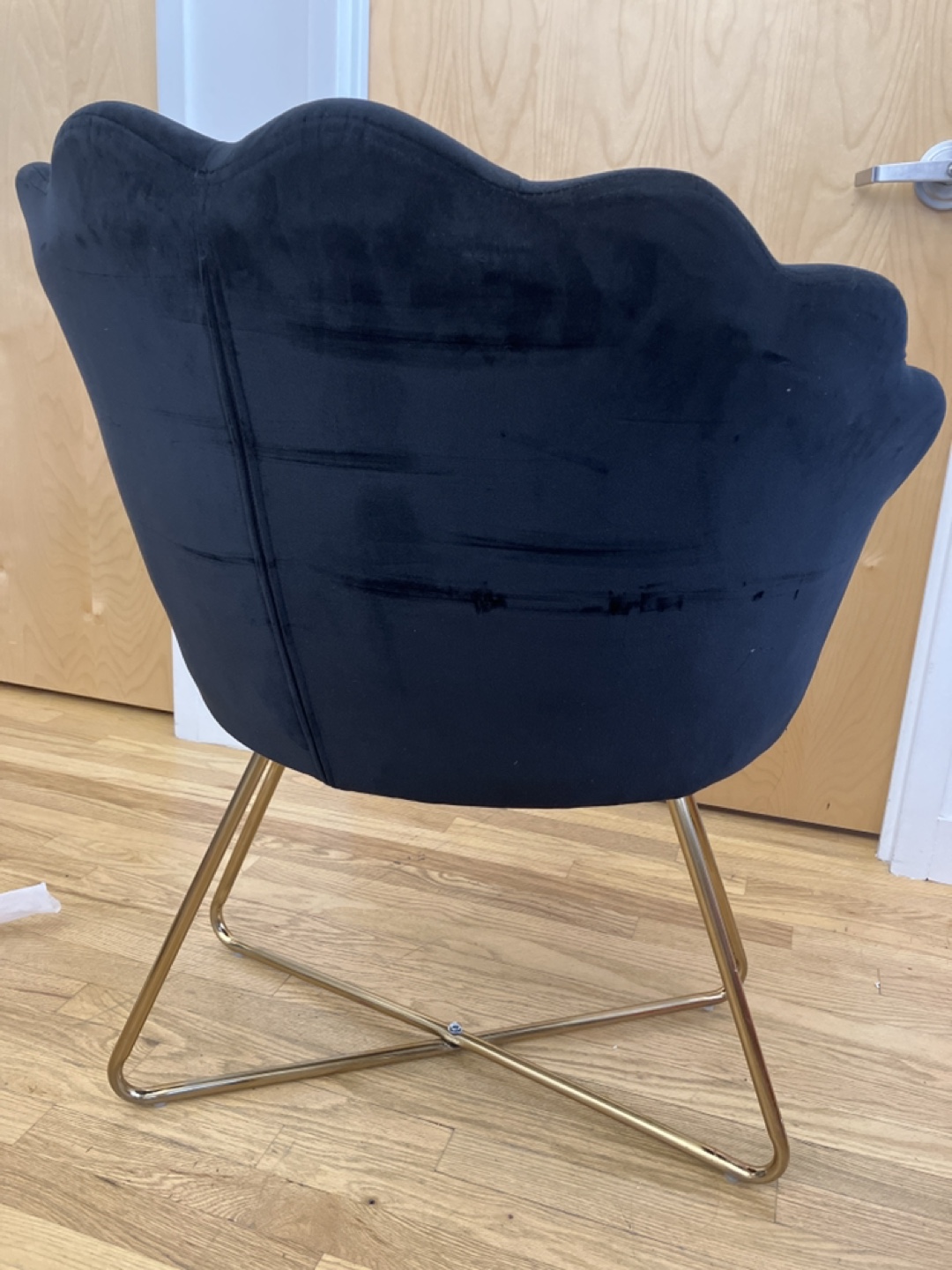 Black Velvet Accent Chair with Gold Legs - photo 3