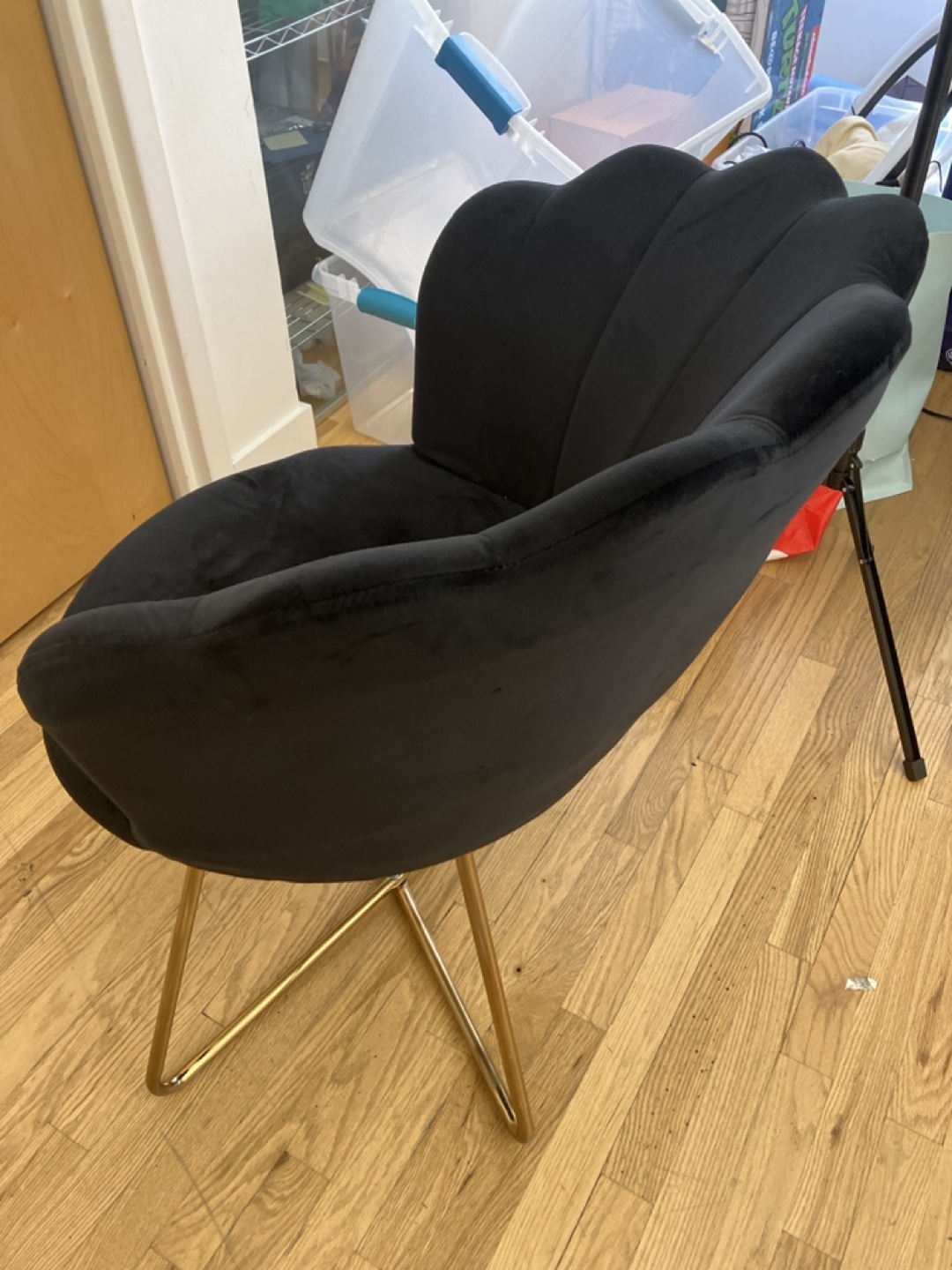 Black Velvet Accent Chair with Gold Legs - photo 2