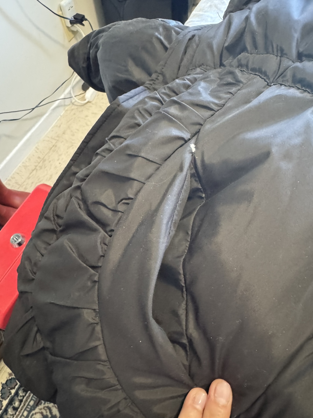 Black Puffer Jacket with Fun Print Lining - photo 3