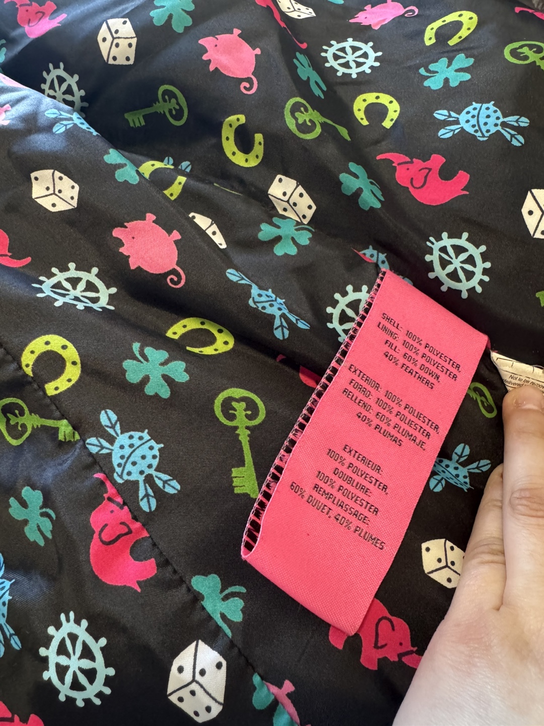 Black Puffer Jacket with Fun Print Lining - photo 2