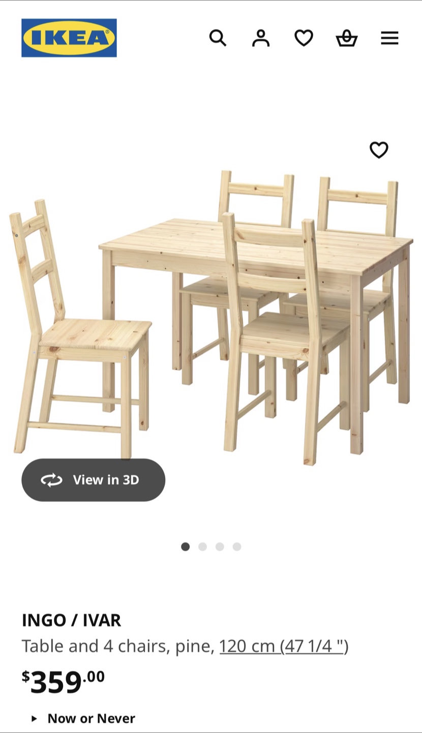 IKEA INGO/IVAR Dining Table and 4 Chairs
