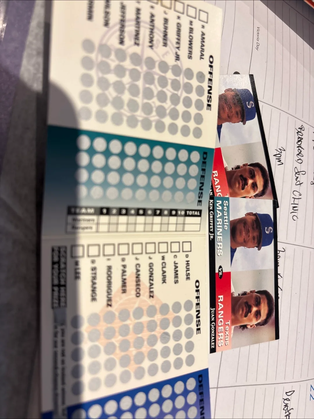 Vintage 1993 Crash Baseball Cards - Mariners vs Rangers image indicator(3)