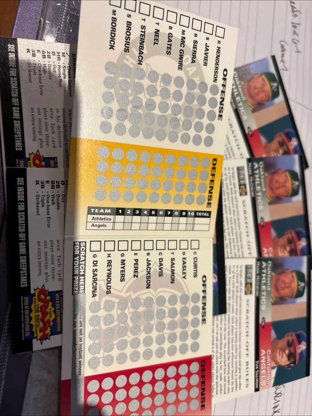 Vintage 1991 Mark McGwire Oakland Athletics Scratch-Off Cards image indicator(3)