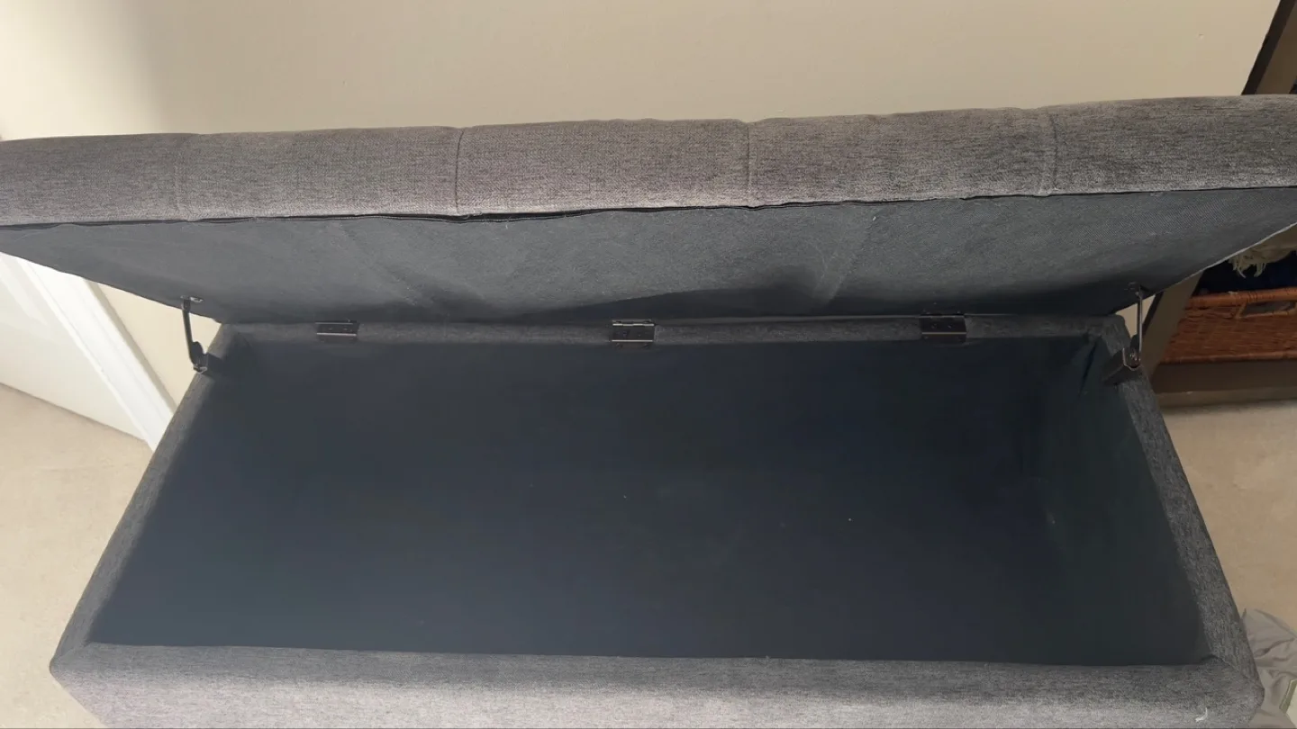 Grey Fabric Storage Ottoman Bench thumbnail