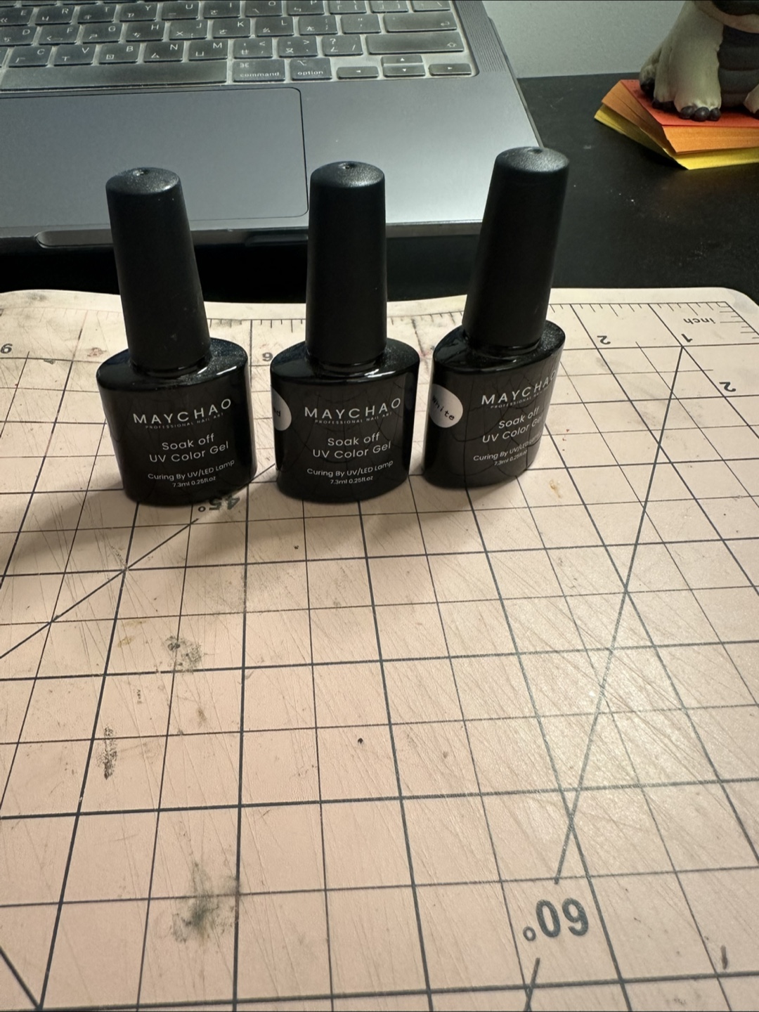 MAYCHAO Soak-off UV Color Gel Set (Black, Red, White)
