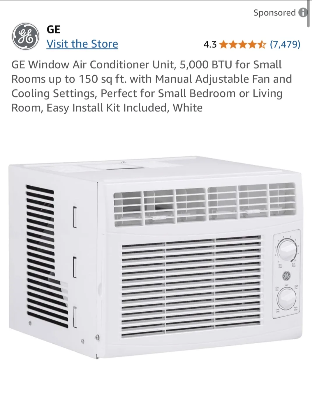 GE 5,000 BTU Window Air Conditioner Unit thumbnail