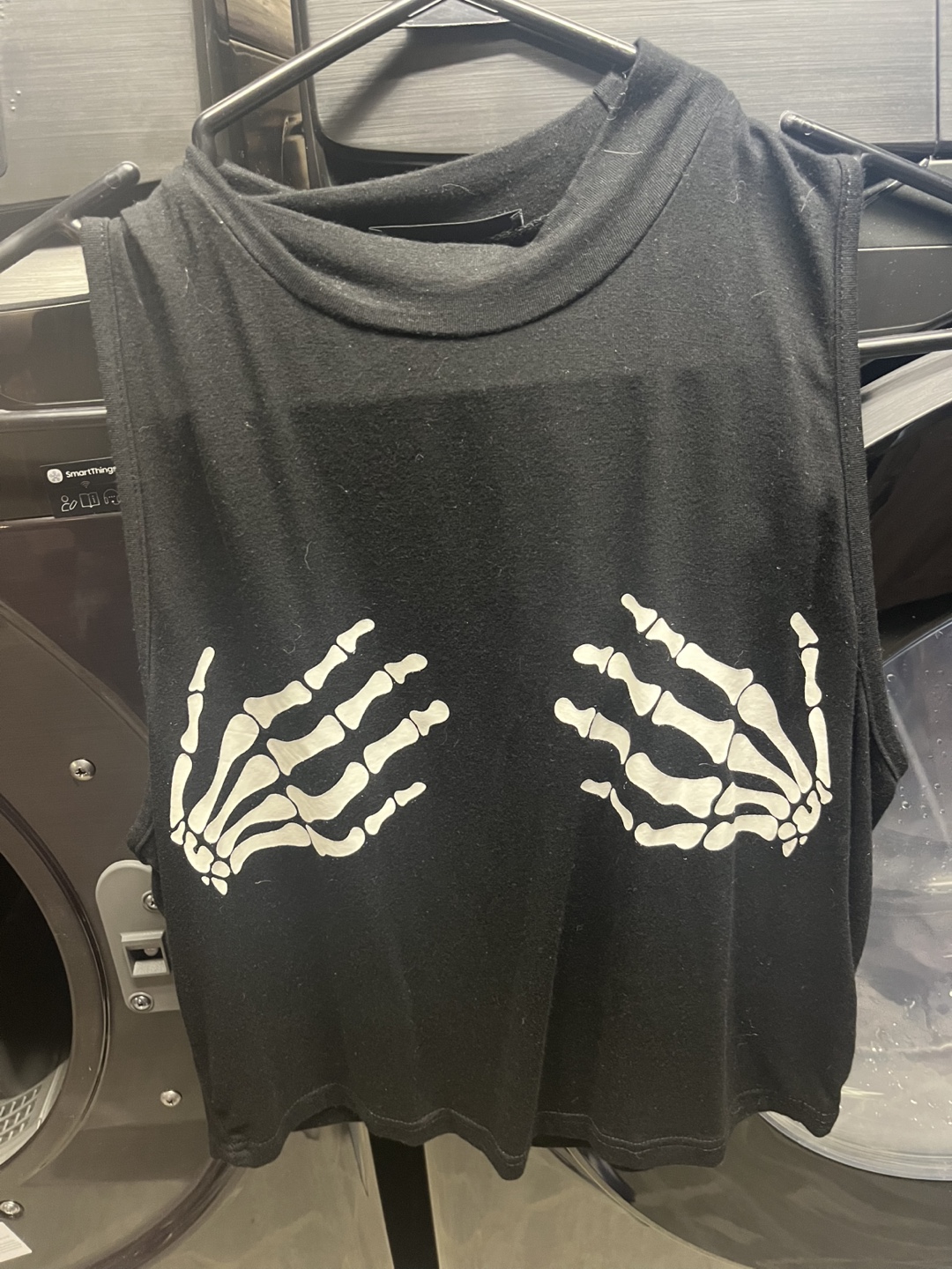 Black Skeleton Hand Sleeveless Crop Top