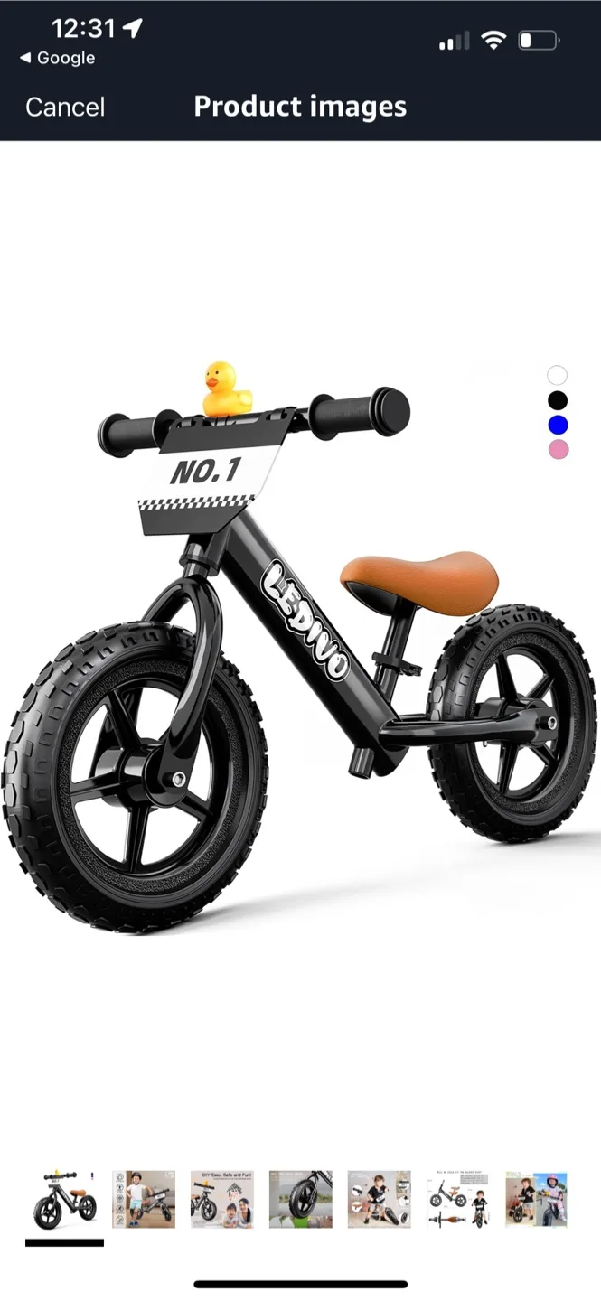 LEDINO 12-inch Black Balance Bike for Toddlers thumbnail