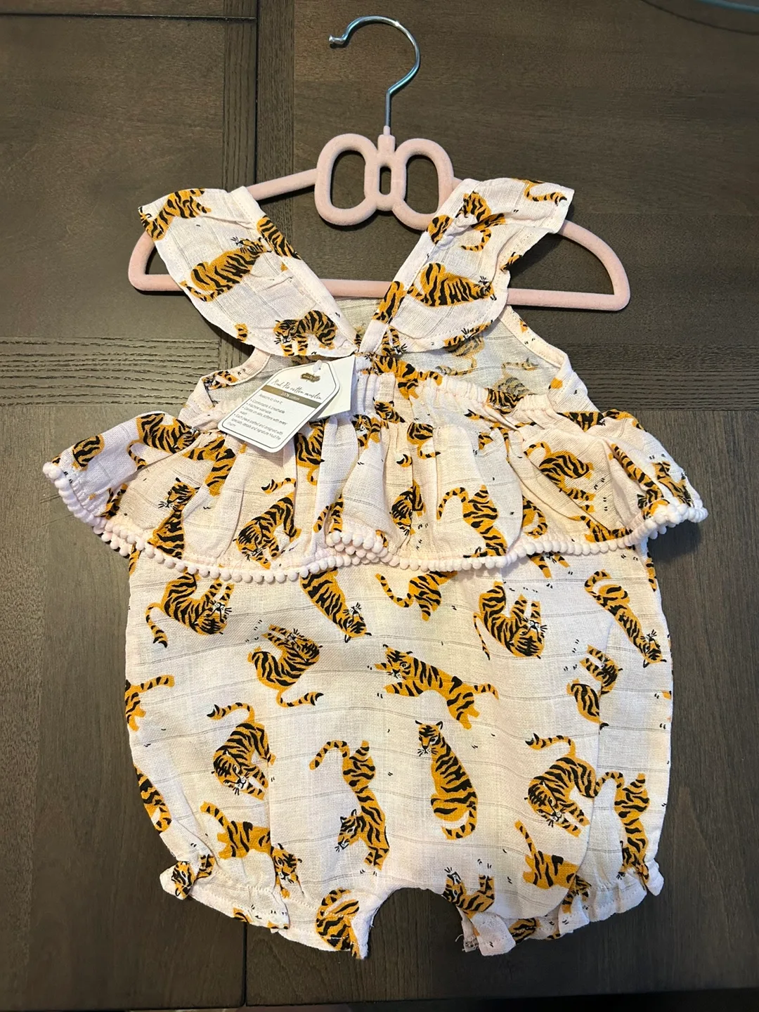 Mud Pie Baby Girl's Tiger Romper, Size 9M image indicator(2)