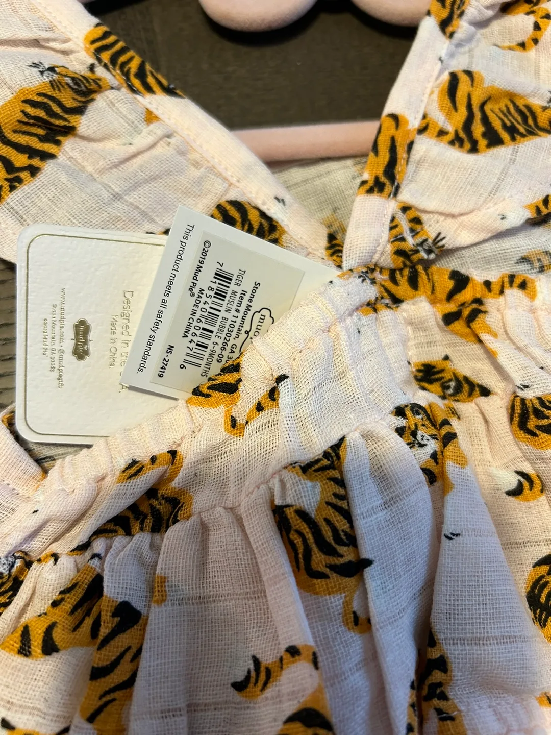 Mud Pie Baby Girl's Tiger Romper, Size 9M image indicator(4)