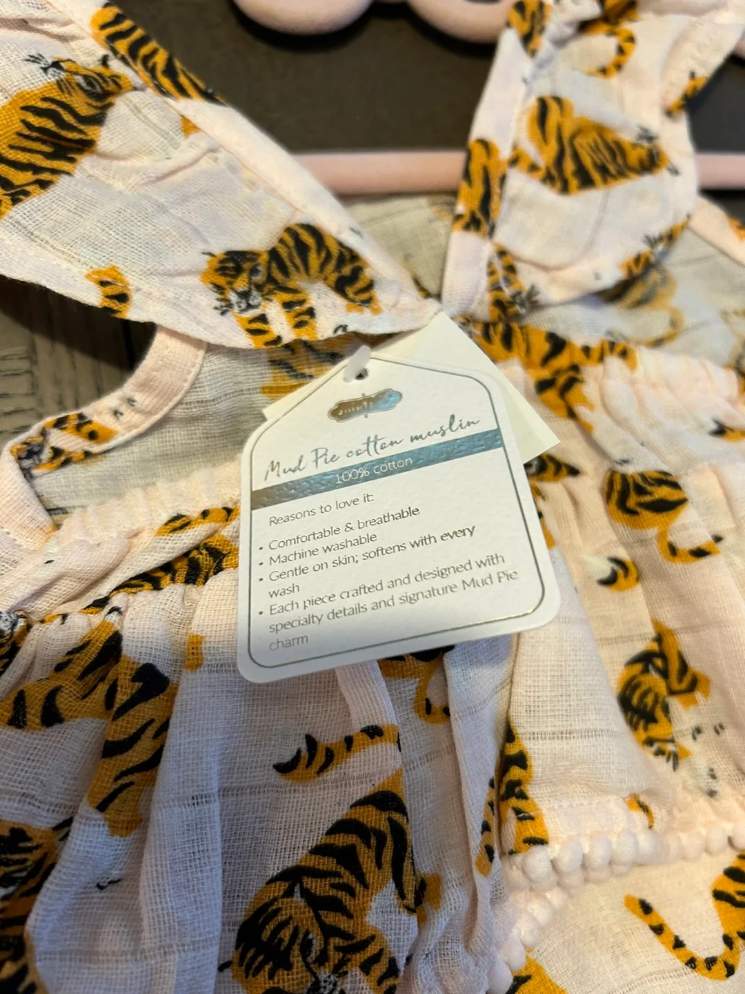 Mud Pie Baby Girl's Tiger Romper, Size 9M image indicator(3)