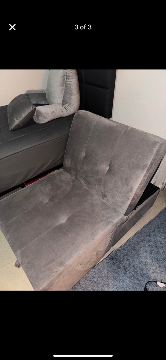 Gray Velvet Convertible Chaise Lounge - photo 3