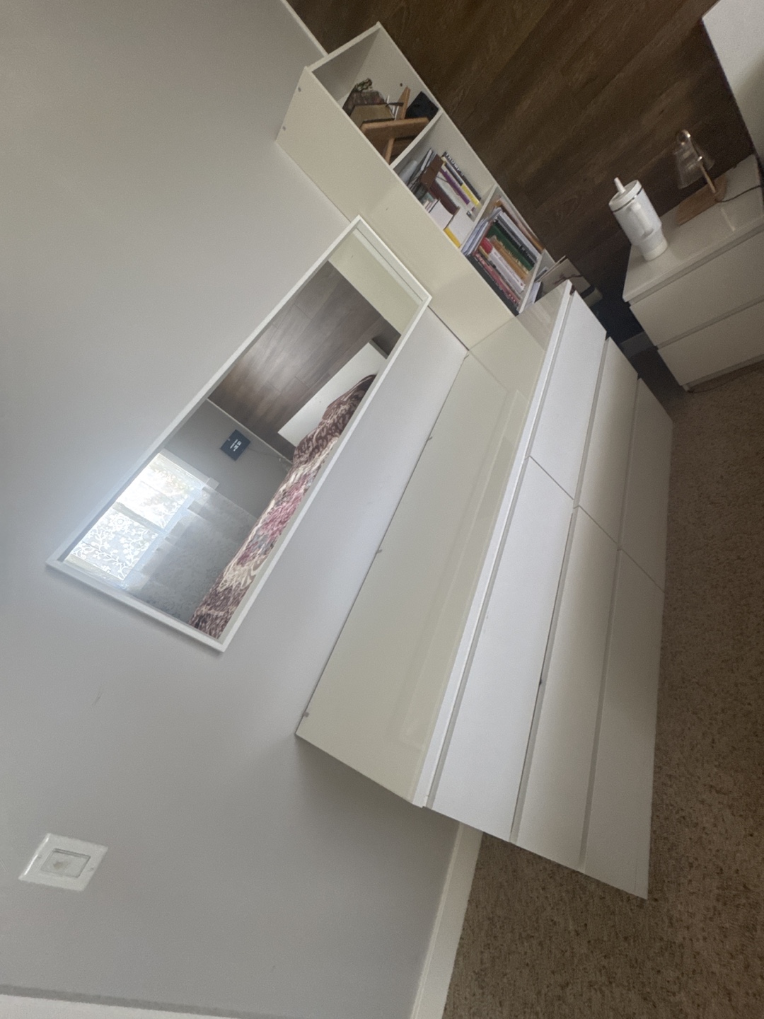 White IKEA MALM 6-Drawer Dresser with Mirror