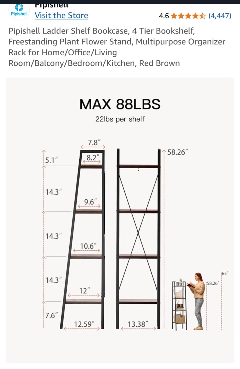 Ladder Shelf - 4 Tier Bookshelf / Plant Stand - photo 2