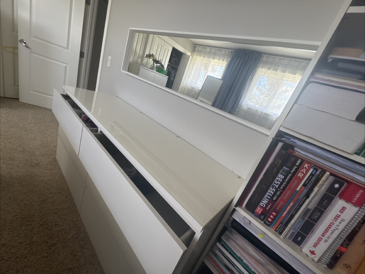 White IKEA MALM 6-Drawer Dresser with Mirror - photo 3