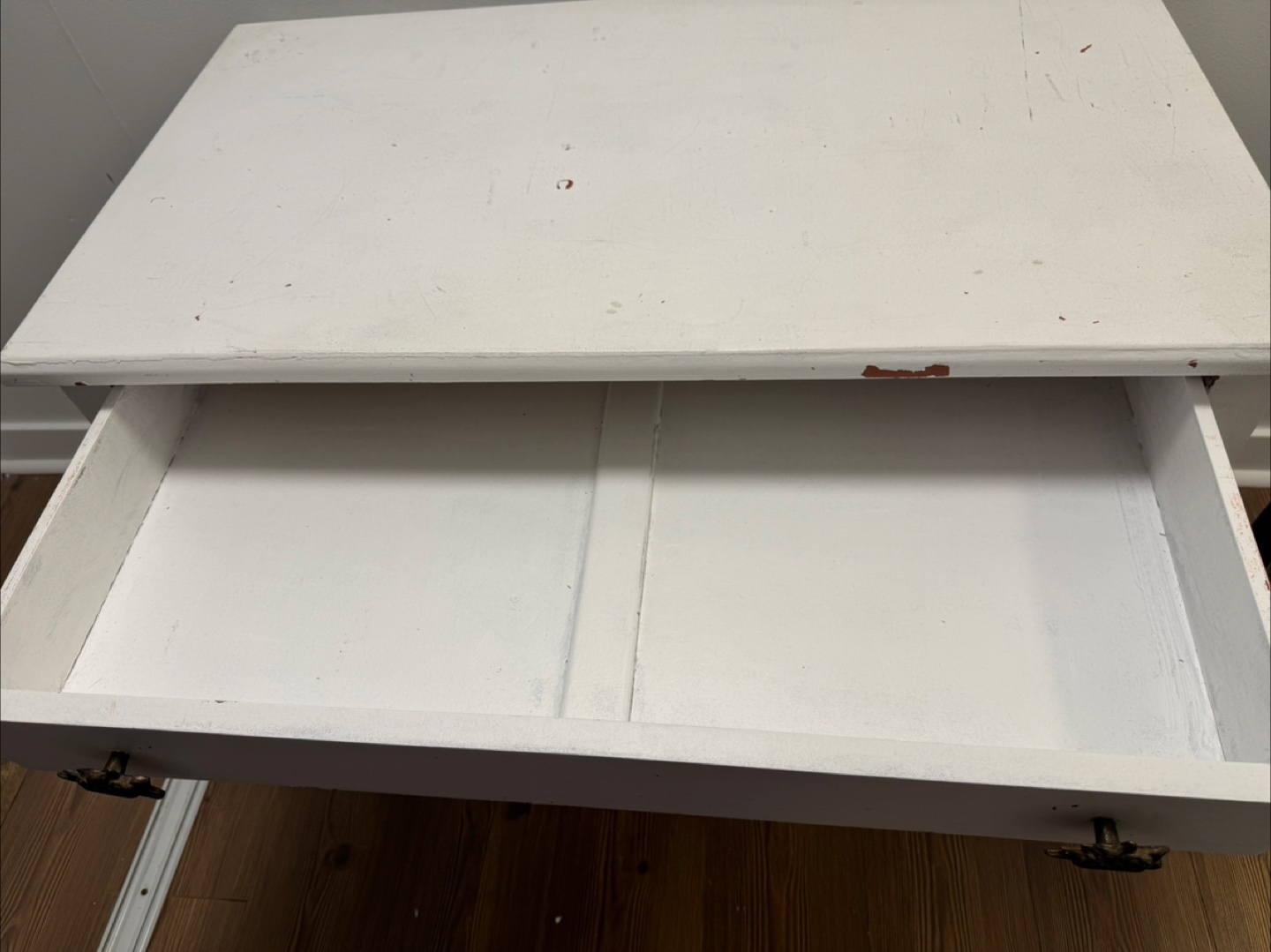 White Wooden Desk with Single Drawer - photo 2