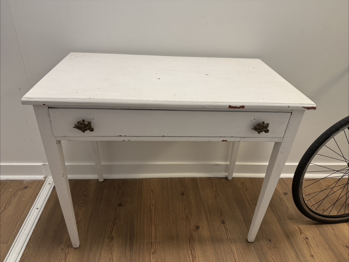 White Wooden Desk with Single Drawer