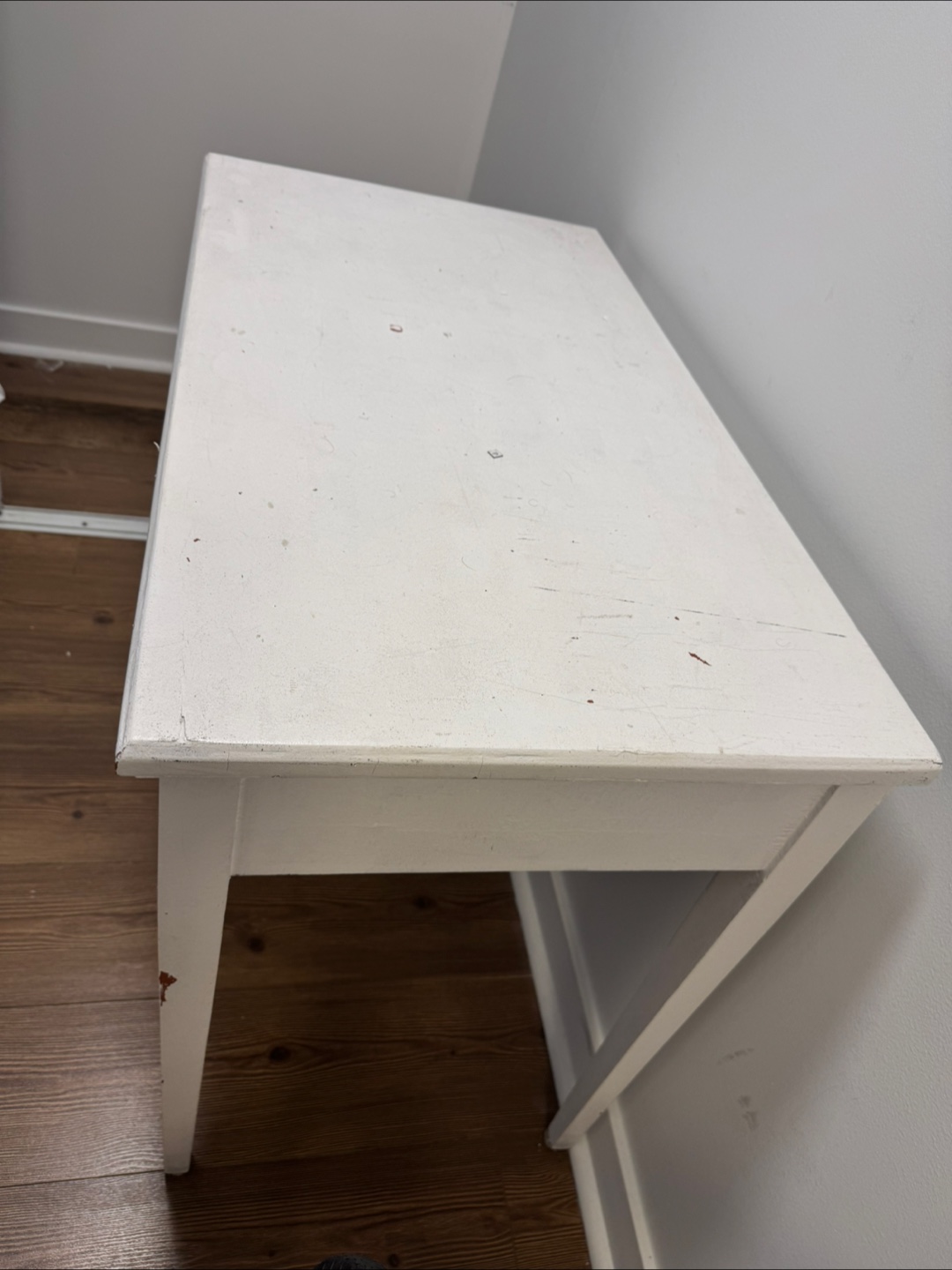 White Wooden Desk with Single Drawer - photo 5