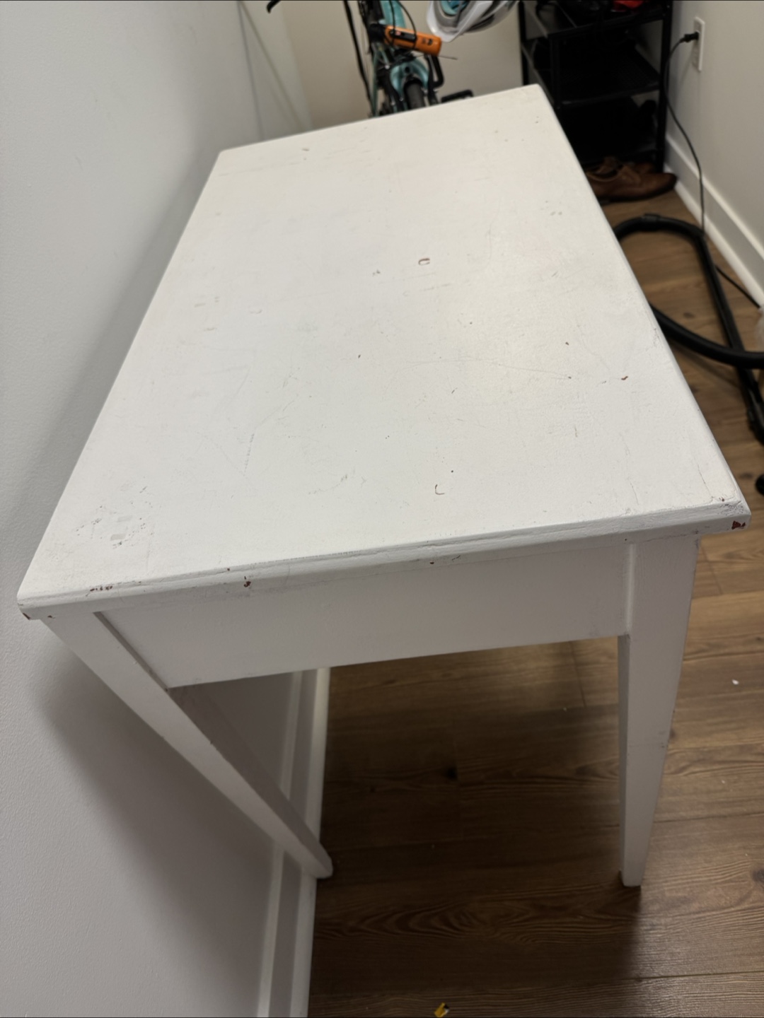 White Wooden Desk with Single Drawer - photo 3