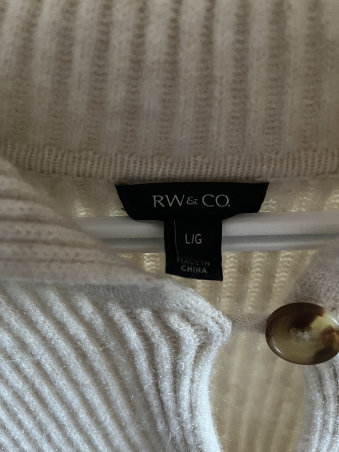 RW&CO Cream Knit Collared Sweater - Size L - photo 3
