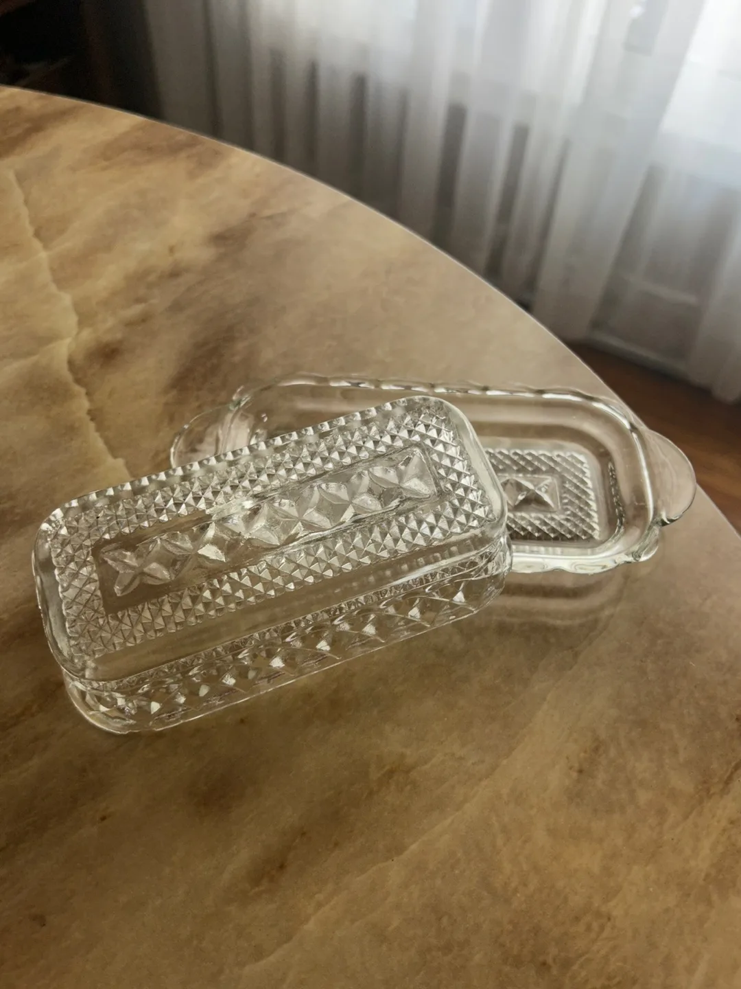 Vintage Glass Butter Dish with Lid image indicator(2)