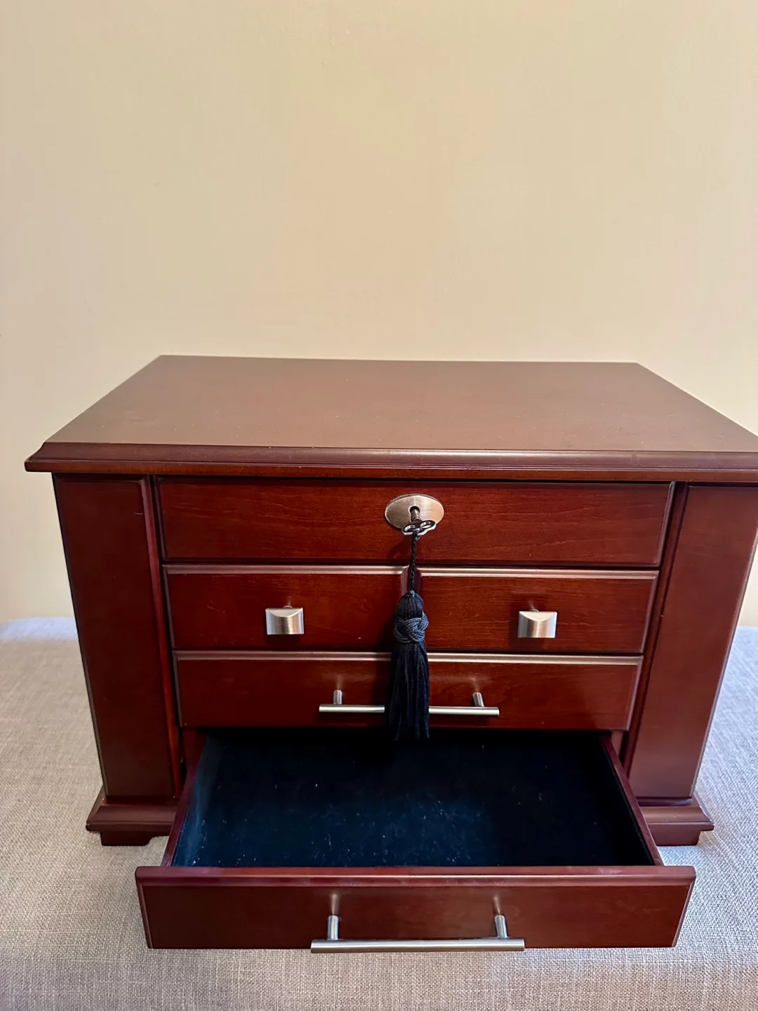 Wooden Jewelry Box with Drawers and Mirror image indicator(2)