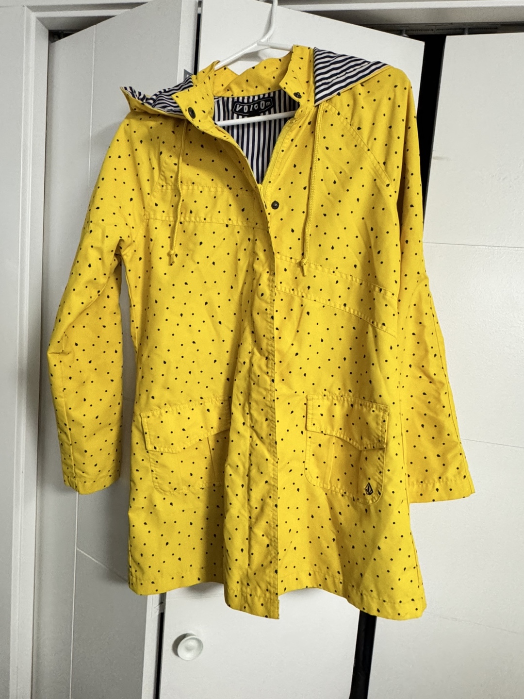 Yellow polka dot raincoat
