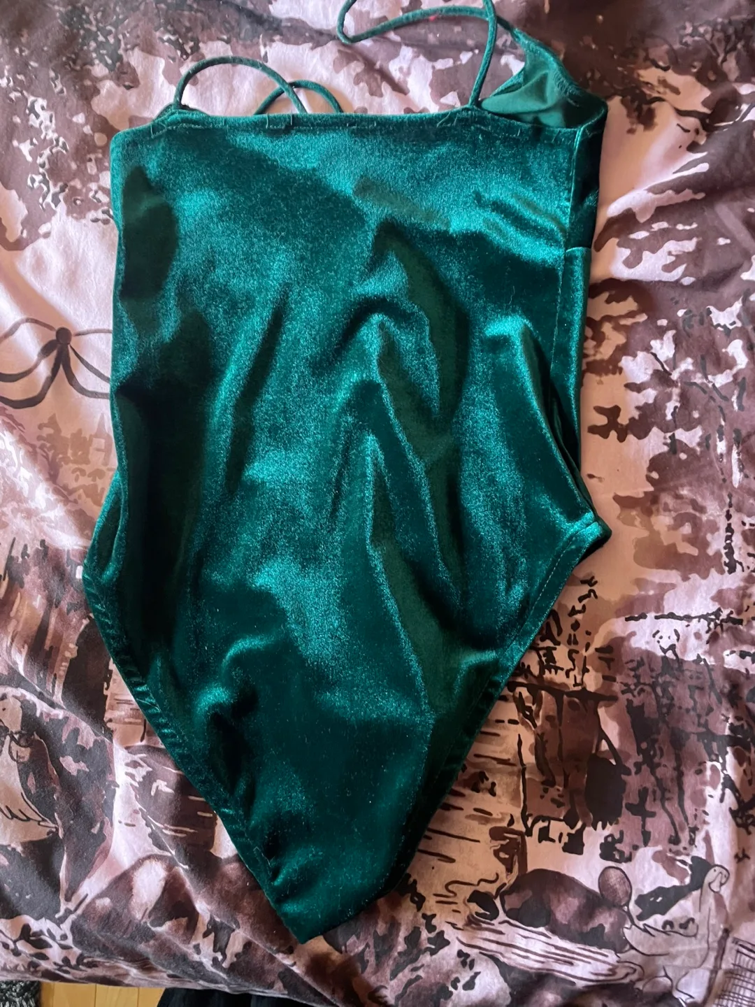 Emerald Green Velvet Bodysuit image indicator(2)