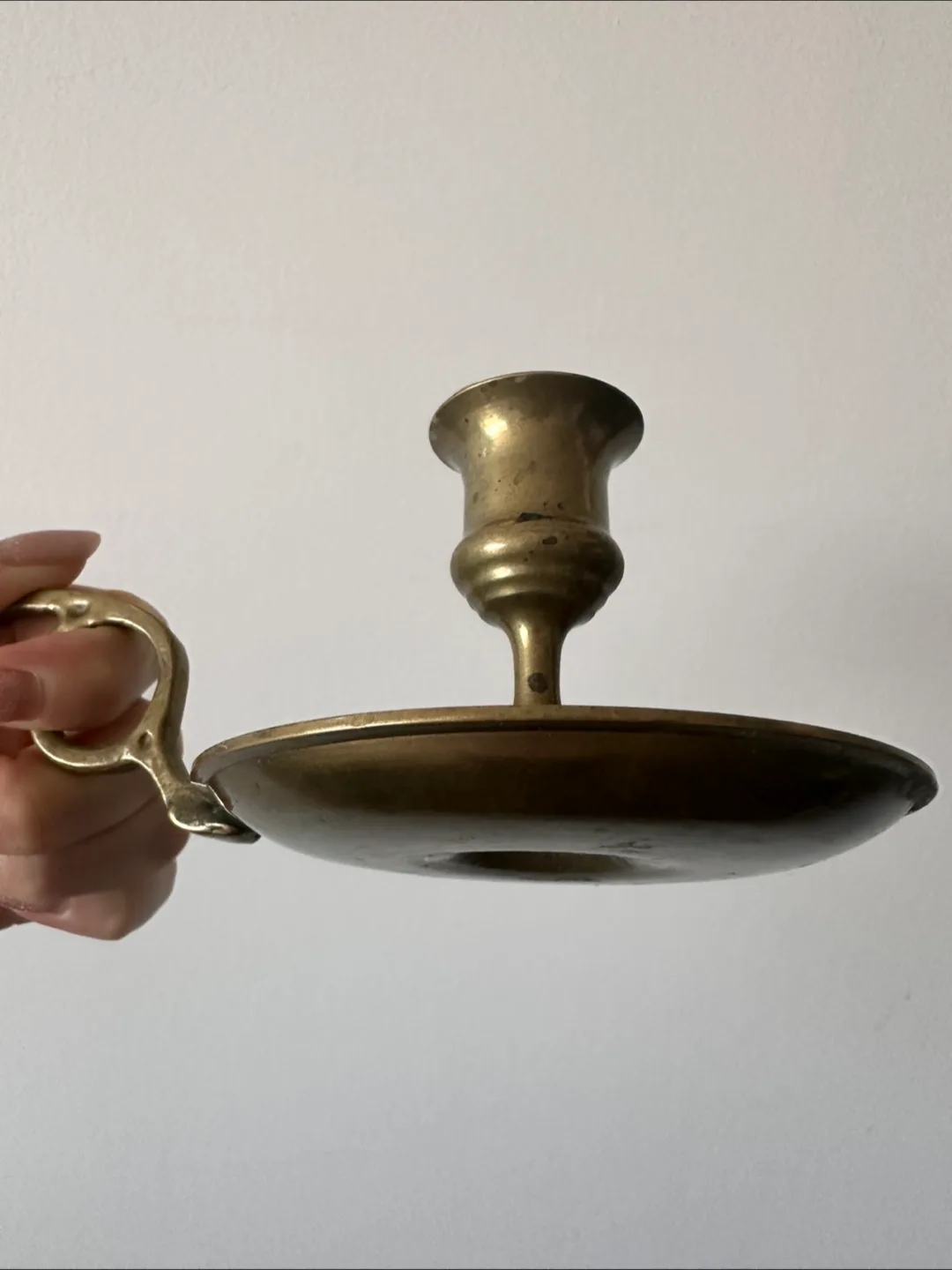 Vintage Brass Candle Holder with Handle thumbnail