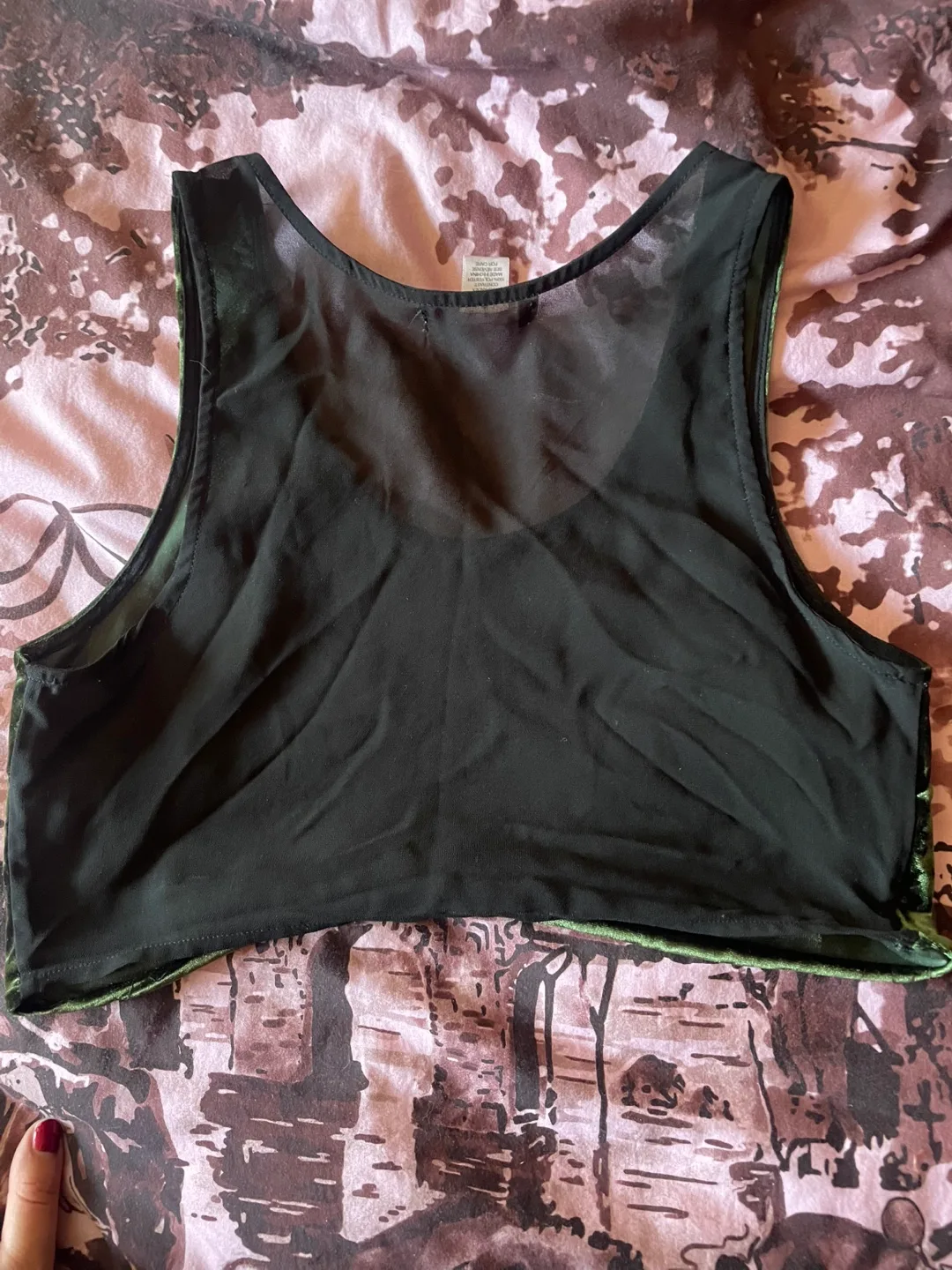 Green Velvet Tank crop Top image indicator(2)