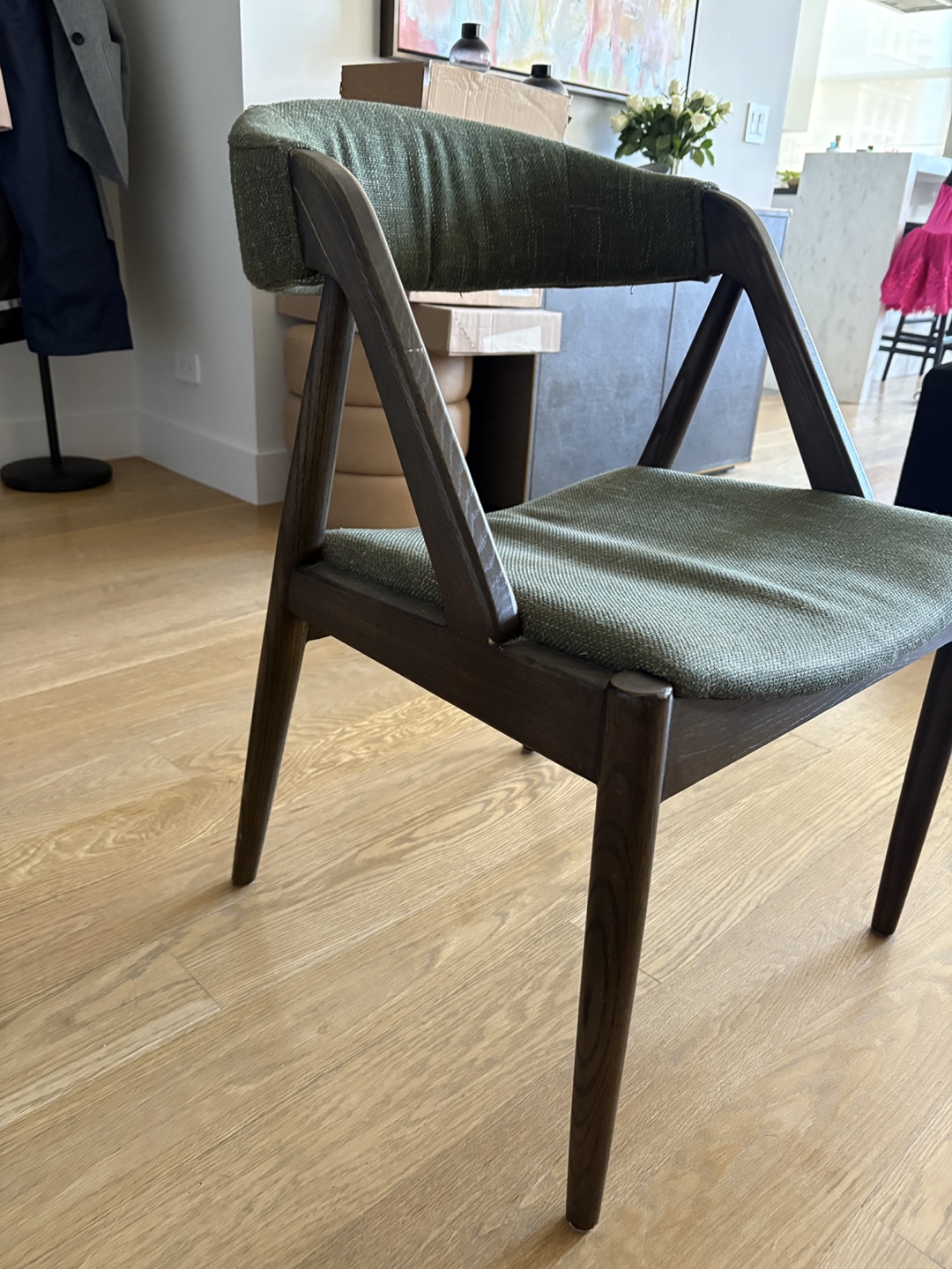 Mid Century Modern Dining Chair - Olive Green