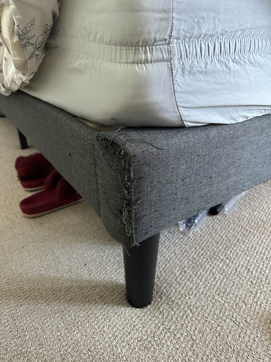 Queen Upholstered Bed Frame with Minor Damage - photo 4
