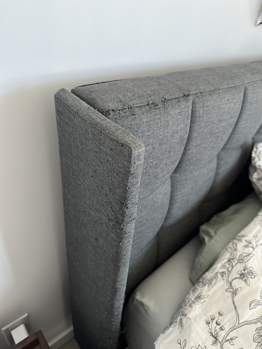 Queen Upholstered Bed Frame with Minor Damage - photo 2