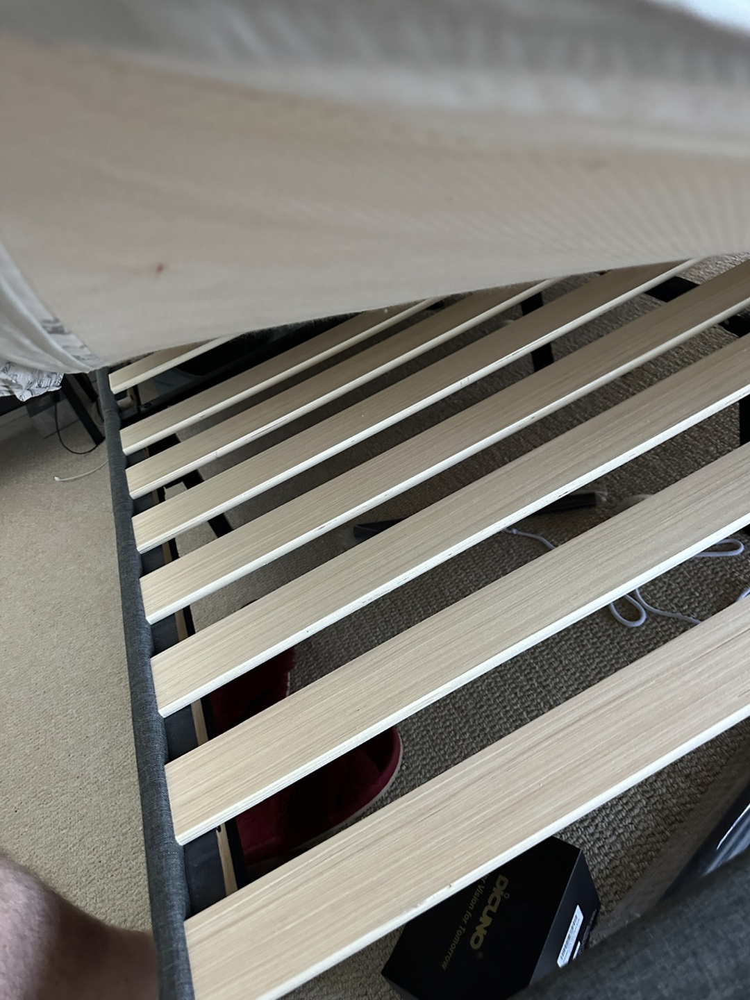 Queen Upholstered Bed Frame with Minor Damage - photo 5
